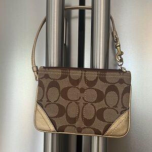 Coach Signature C & Leather Wristlet